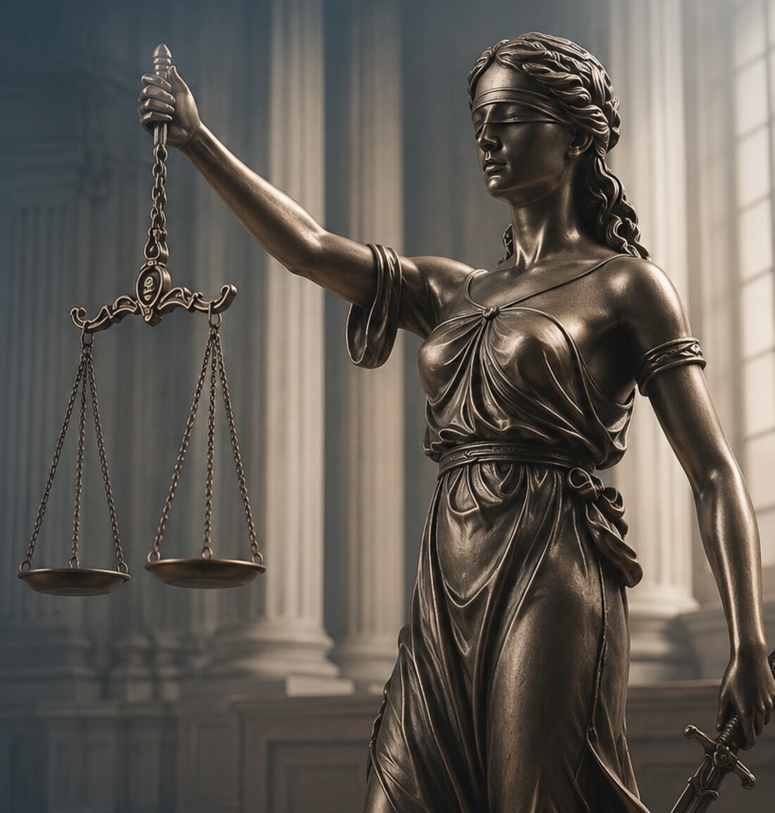 Estátua da Justiça, ambiente jurídico clássico
